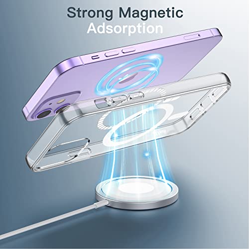 JETech Funda Magnética para iPhone 12/12 Pro 6,1 Pulgadas Compatible con MagSafe Carga Inalámbrica, Carcasa Antigolpes, Parte Trasera Transparente Anti-Arañazos (Transparente)