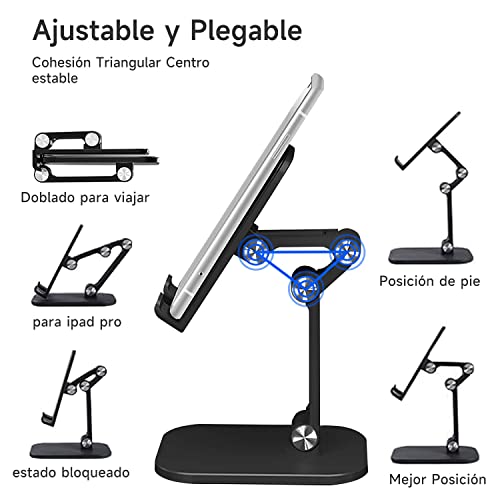 Hisemy Soporte para Celular，Soporte Celular de Altura y ángulo Ajustables，Soporte Celular Plegable Compatible con Dispositivos de 3,5 a 12"