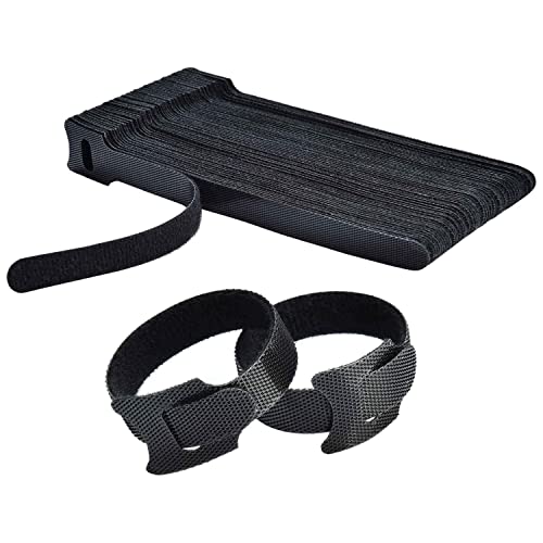 Ataduras de Cables Reutilizables - Bridas para Cables Organizador Cables Ties de Correas con Gancho y Bucle de Cuerda para la Gestión de Cables y Organización de Escritorio u Oficina (200*12MM,50 Pack)