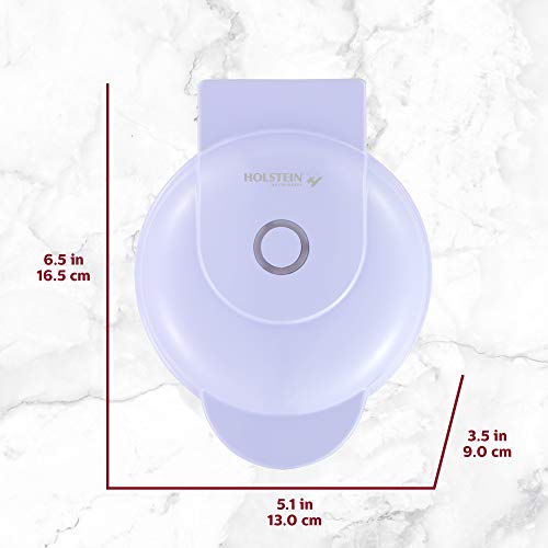 Holstein Housewares Miniwaffles personal/personalizable, revestimiento antiadherente, lavanda, gofres de 4 pulgadas en minutos, ideal para desayuno, almuerzo, almuerzo o aperitivos