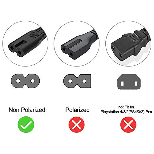 XIONGWEI Cable de alimentación Universal de 2 Clavijas Compatible con Televisiones, PS4 y Xbox One S / X Interlock Universal 16 AWG 1,50m