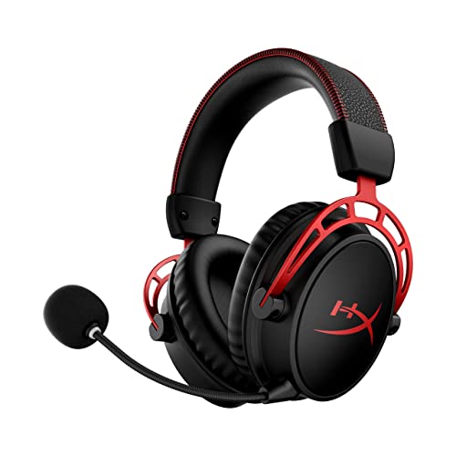 HyperX Cloud Alpha - Auriculares inalámbricos para juegos para PC, batería de 300 horas, auriculares DTS: audio espacial X, espuma viscoelástica, controladores de doble cámara, micrófono con cancelación de ruido, marco de aluminio duradero (Reacondicionad