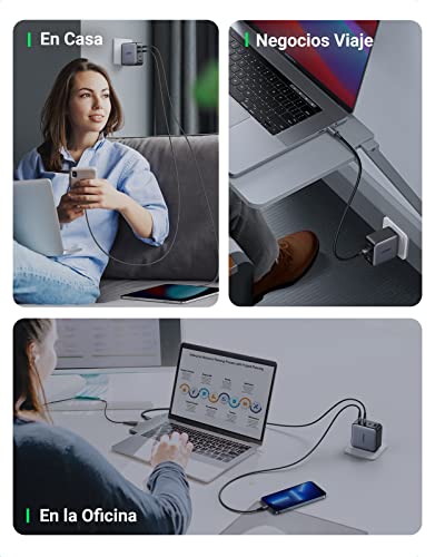 UGREEN Nexode 100W Cargador USB C GAN con 4 Puertos Cargador Tipo C Cargador PD Admite PPS Compatible con Samsung Galaxy S23 S22 Ultra, S23 S22+, iPhone 14 13 12 SE, Xiaomi Mi12 MacBook Pro iPad Air