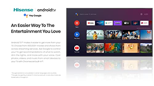 Hisense Serie A4 40 Pulgadas Clase FHD Smart Android TV con DTS Virtual X, Modos de Juego y Deportes, Chromecast Integrado, compatibilidad con Alexa (40A4H, Nuevo Modelo 2022)