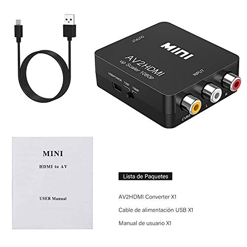 Convertidor RCA A HDMI Adaptador 1080p HDMI Audio AV CVBS HD