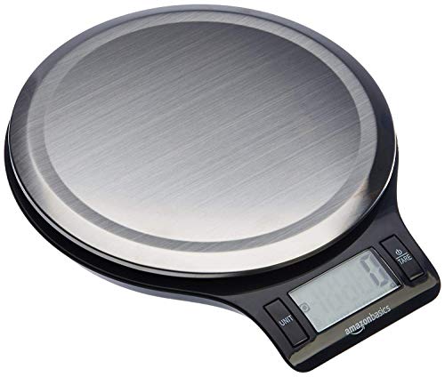 Amazon Basics - Báscula digital de acero inoxidable para cocina con pantalla LCD, pilas incluidas