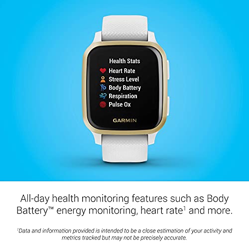Garmin Venu Sq, reloj inteligente GPS con pantalla táctil brillante, hasta 6 días de duración de la batería, oro claro y blanco (Reacondicionado)