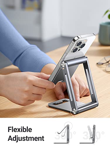 UGREEN Soporte para Celular, Universal Multiángulo Soporte Ajustable, Soporte Celular Plegable de Aluminio, Compatible con iPhone 14/13/12/11 Pro MAX, Galaxy S23 Ultra/S22/S21, Huawei, Redmi, Gris