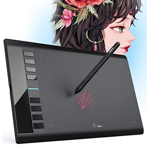 UGEE M708 V3 Tableta Gráfica de Dibujo, 10 x 6 Pulgadas Tableta Dibujo Digital con 8 Teclas de Acceso Rápido Lápiz de 8192 Niveles Tableta Grafica Compatible con Mac OS, Windows, Linux