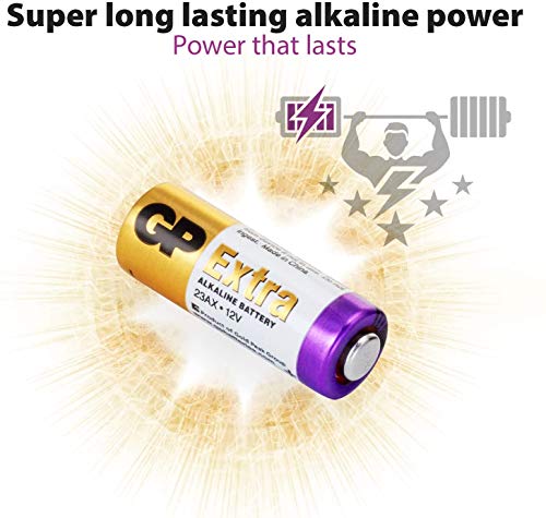 GP Pilas 23A Extra - MN21-12v - Lote de 5 | Baterías Alcalinas de Larga duración - Ideales para Llaves de Coche, Mandos, Alarmas Inalámbricas