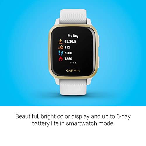 Garmin Venu Sq, reloj inteligente GPS con pantalla táctil brillante, hasta 6 días de duración de la batería, oro claro y blanco (Reacondicionado)