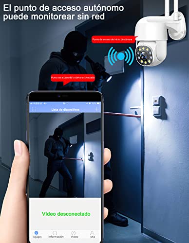 Cámara de seguridad para exteriores, cámara de vigilancia inalámbrica WiFi  para el hogar, visión nocturna, detección de movimiento y visión remota con