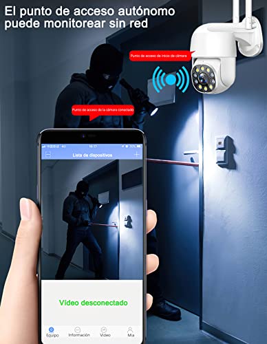 2 Cámara de Seguridad Exterior WiFi Inalambrica HD 1080P，Cámara de Vigilancia Impermeable IP66，IP Cámara De Vigilancia Para Casa Visión Panorámica 360°，Cámara Inalámbrica con Visión Nocturna de Color con Audio Bidireccional, Detección de Movimiento con