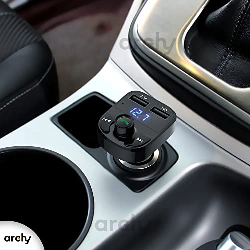 Receptor Transmisor Bluetooth Archy FM para Auto, Manos Libres, Radio FM,  Reproductor MP3, Cargador 3.1A