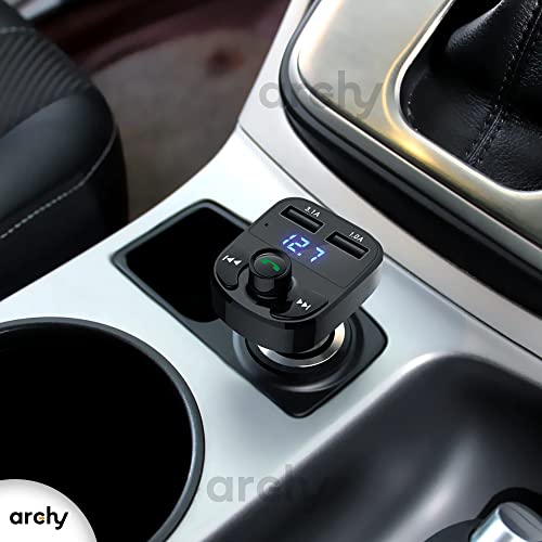 Archy Receptor Transmisor Bluetooth para Carro FM 3.1A Coche Auto Manos Libres Radio Reproductor Música MP3 Entrada USB Memoria Micro SD (BTX8)