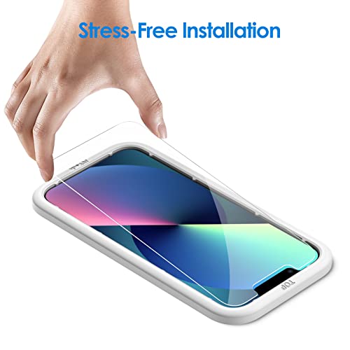 JETech Protector Pantalla para iPhone 13 6,1 Pulgadas, con Protector Lente de Cámara (No para iPhone 13 Pro), Herramienta de Fácil Instalación, Mica de Cristal Vidrio Templado, 2 Paquetes Cada Uno