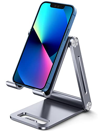 UGREEN Soporte para Celular, Universal Multiángulo Soporte Ajustable, Soporte Celular Plegable de Aluminio, Compatible con iPhone 14/13/12/11 Pro MAX, Galaxy S23 Ultra/S22/S21, Huawei, Redmi, Gris