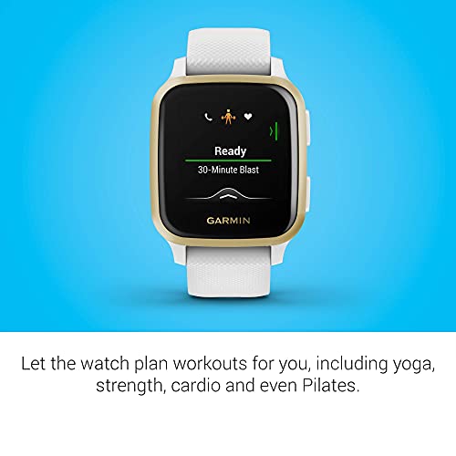 Garmin Venu Sq, reloj inteligente GPS con pantalla táctil brillante, hasta 6 días de duración de la batería, oro claro y blanco (Reacondicionado)