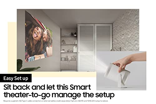 SAMSUNG Proyector portátil Inteligente Freestyle de 30 a 100 Pulgadas, FHD, HDR, Uso doméstico, Experiencia de Pantalla Grande, Sonido 360, SP-LSP3BLAXZA, Modelo 2022