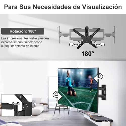 Salandens Soporte TV Movible, Base para TV para Pantallas De 32″ a 55 ″,Soporte De Pared Articulado,Soporta hasta 31.8 Kg,Máx Vesa 400x400 Mm,Acero Súper Reforzado.