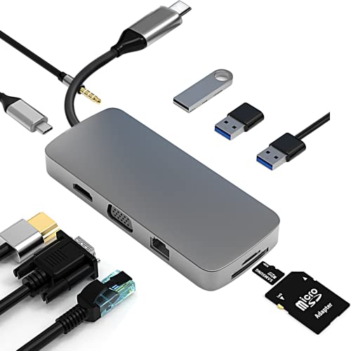 Hub USB C, estación de acoplamiento USB C 13 en 1, adaptador tipo C de  triple pantalla con doble HDMI 4K, DP, cargador PD, Gigabit Ethernet, 5  puertos USB, lector de tarjetas