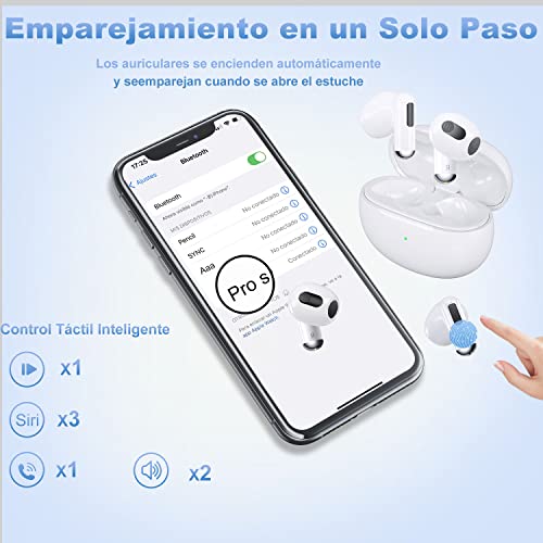 Audifonos Inalambricos Bluetooth 5.2, Audifonos Bluetooth（Reducción de ruido ENC ，Calidad de sonido HIFI，IPX6 ，Batería con duración de hasta 6 Horas）para iPhone, PC, iPad, Android（con cable de carga）
