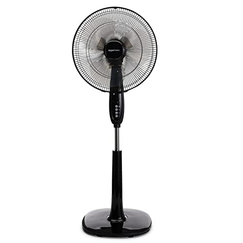 Amazon Basics - Ventilador oscilante de doble hoja con control remoto, 16 pulgadas, color negro