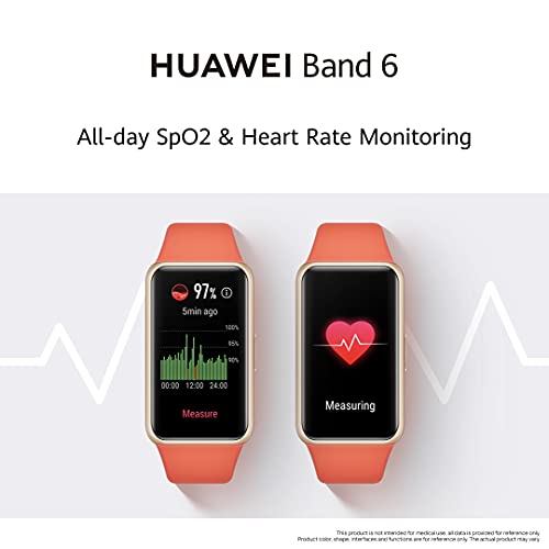 HUAWEI Band 6- Banda Inteligente, Pantalla FullView 1.47", Monitoreo de SpO2, Monitor de Ritmo y Sueño, 2 semanas de Batería- Negro