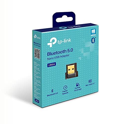 TP-Link UB5A, Adaptador Bluetooth 5.0 Compatible con Windows 11/10/8.1/8/Win 7/XP, para PC, Teclado, Mouse, Auriculares, Altavoces, Impresora