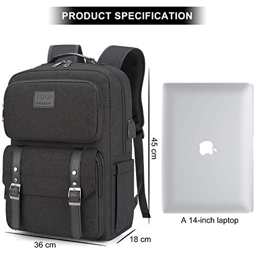 Mochila para Laptop Computadora Portátil para Empresas, Mochila de Viaje TUQI Casual Business College Mochila para Hombres, Mujeres, Trabajo, Macbook, Tableta (Negro)