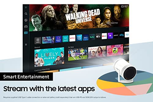 SAMSUNG Proyector portátil Inteligente Freestyle de 30 a 100 Pulgadas, FHD, HDR, Uso doméstico, Experiencia de Pantalla Grande, Sonido 360, SP-LSP3BLAXZA, Modelo 2022