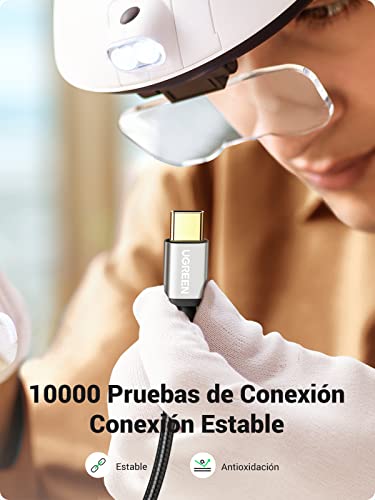 UGREEN Cable USB C 3.1, 2M Cable Tipo C a USB A 2.0 Carga Rapida, Nylon Trenzado Compatible con Dispositivos Cable C como Galaxy S22/S21/S20, MacBook, GoPro Hero, Xiaomi, Switch, One plus, Huawei, LG