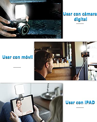 ZZCP Aro de Luz con Tripie, Anillo de Luz con 3 Modos de Iluminación y 10 Brillo Ajustable, Luz de Relleno Portatil 2500K-6500K Regulable con Clip, Adecuada para Tik Tok, Fotografia, Video, Celular