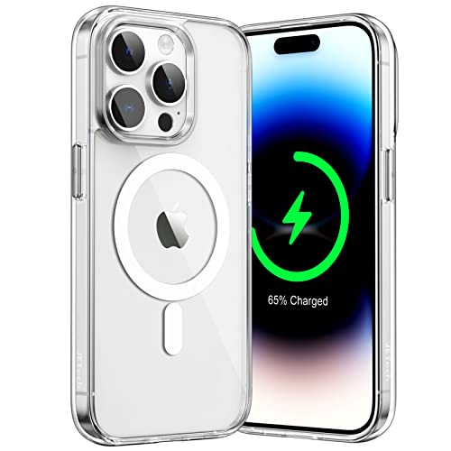 JETech Funda Magnética para iPhone 14 Pro MAX 6,7 Pulgadas, Compatible con MagSafe Carga Inalámbrica, Carcasa Bumper Teléfono Antigolpes, Parte Trasera Transparente Anti-Arañazos (Transparente)