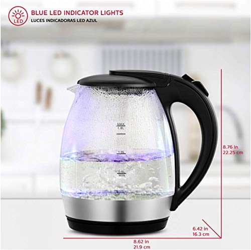 Holstein HH-09101013B Tetera Eléctrica con Base Led, 1.8 L