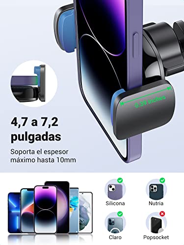UGREEN Soporte Celular Auto, Base Porta Celular para Automóvil Tablero y Parabrisas, Car Phone Holder Ventosa Carro, Compatible con iPhone 14 Pro Plus Pro Max 13 12 11, Galaxy S23 Ultra, S23, S22 Ultra, Xiaomi, Redmi, Huawei