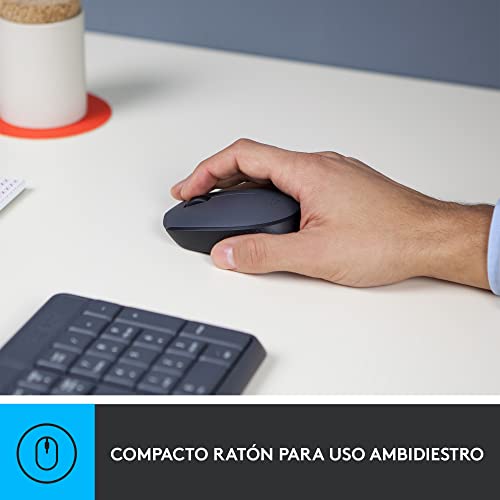Logitech MK235 Combo Teclado y Mouse Inalámbricos para Windows, Conexión 2.4 GHz con Receptor USB Unifying, 15 Teclas F, Batería Larga Duración, Compatible con PC, Laptop - Negro