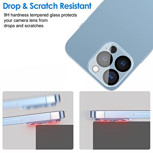 JETech Protector Lente de Cámara para iPhone 13 Pro Max 6,7 Pulgadas y iPhone 13 Pro 6,1 Pulgadas, Mica de Cristal Vidrio Templado Pantalla 9H, HD Transparente, Antiarañazos, 3 Unidades