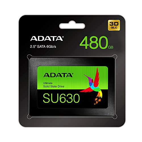 ADATA Unidad de Estado Sólido SSD SU630 480 GB 3D NAND , SATA III,QLC,2.5",520 MB/s de lectura y 450 MB/s de escritura