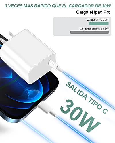 TMOSLY 30W Cargador Tipo C de Pared Charge rápida con 1.8M Cable Carga Rápida,Admite una Amplia Gama de protocolos de Carga rápida,para Samsung/Xiaomi/iPad/Huawei