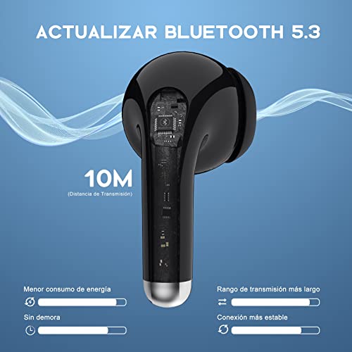 1 Hora Audifonos Inalambricos Bluetooth 5.1, Auriculares Inalámbricos In-Ear Audífonos Bluetooth con Micrófono Compatible con iPhone 14 13 12 Pro MAX Samsung Galaxy S20/A23/A52/A53 Xiaomi Huawei
