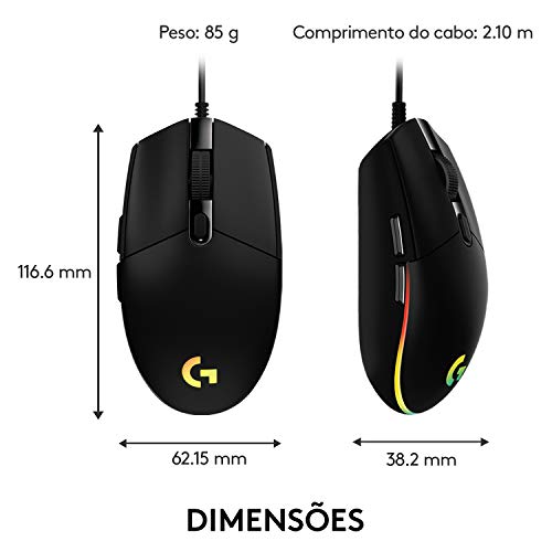 Logitech G203 LIGHTSYNC Mouse Gaming con Iluminación RGB Personalizable, 6 Botones Programables Seguimiento de hasta 8,000 DPI, Ultra-ligero - Negro