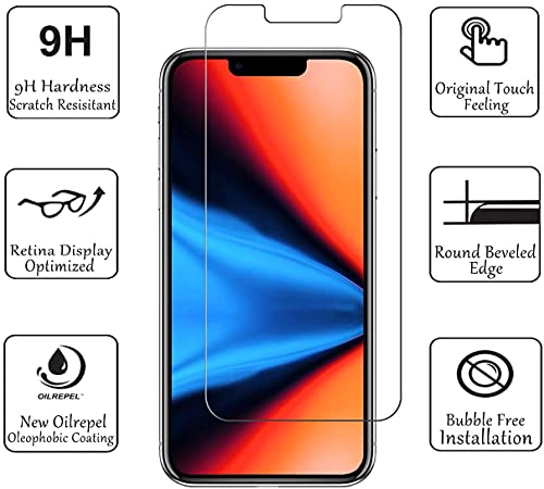 NDOOL Funda para iPhone 13 Case, 3 en 1 Cristal Templado Protector de Pantalla, Ultra Fina Silicona Transparente TPU Carcasa con Protector del Camara, Anti-Choque y Anti-arañazos