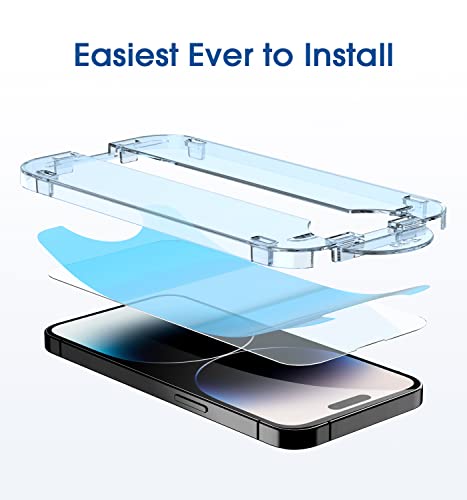 amFilm [2 Piezas] OneTouch Diseñado para iPhone 14 Pro Max 6.7'' Protector de Pantalla, Mica Cristal Vidrio Templado, Más Fácil de Instalar, sin burbujas, Cobertura Total, Compatible con Estuches