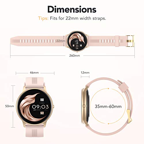 AGPtek Smartwatch Mujer, Reloj Inteligente Deportivo 1.3 Pulgadas Táctil Completa IP68, Monitor de Sueño, Seguimiento del Menstrual, Control de Musica Regalo Navidad