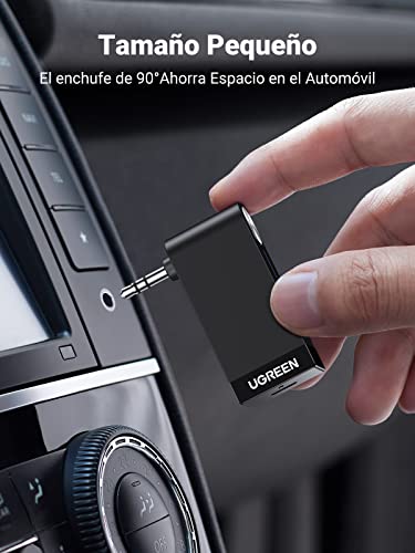 UGREEN Receptor Bluetooth 5.0 de Coche, Bluetooth Coche Aux con Micrófono para Llamadas Manos Libres, HiFi Estéreo Adaptador Bluetooth Jack 3.5 para Radio del Coche, Altavoz, Auriculares, Amplificador