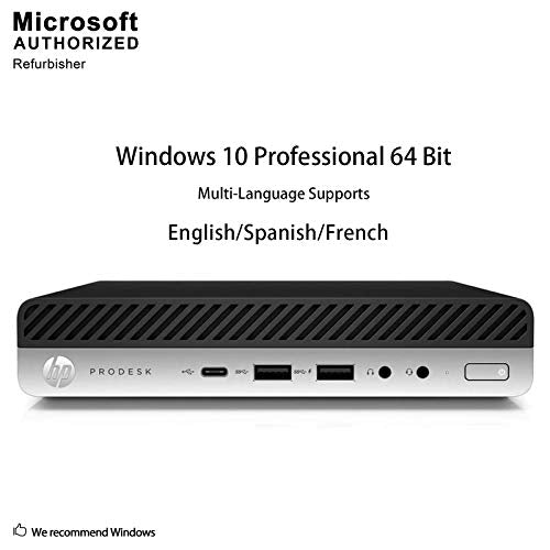 HP ProDesk 600 G3 PC de computadora de alto rendimiento, Intel Quad Core i5-7500T 2.7GHz, 16G DDR4, 1T SSD, WiFi, BT, DP, Windows 10 Pro 64 idiomas compatible con inglés/español/francés (reacondicionado)