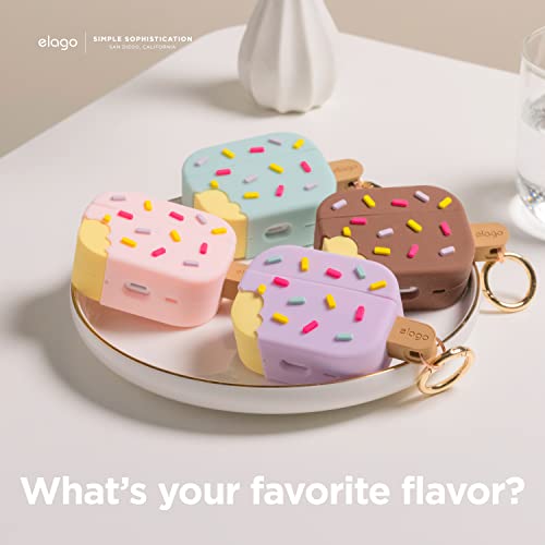 elago Funda Ice Cream Compatible con Apple AirPods Pro 2 - Compatible con Case AirPods Pro 2ª Generación, Mosquetón Incluido, Soporta Carga Inalámbrica, Carcasa Estuche Protección Completa (Menta)