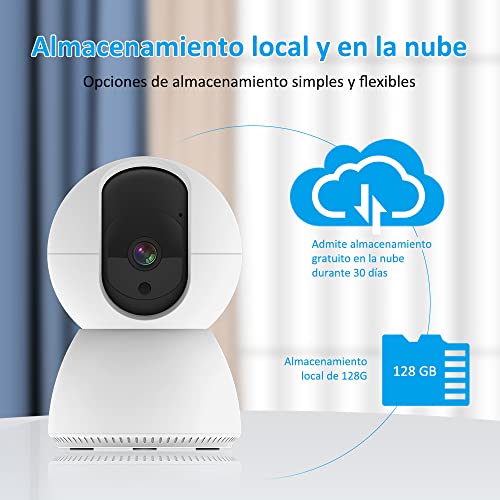 EASYTAO TV-628 Cámara de Seguridad Interior, 3MP Cámara Alexa WiFi, iCSee App, Audio Bidireccional, Control Remoto, Detección de Movimiento, Visión Nocturna,Compatible con Alexa