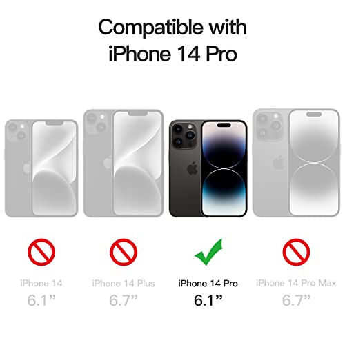 JETech Funda Mate para iPhone 14 Pro 6,1 Pulgadas, Protección contra Caídas Grado Militar Antigolpes, Carcasa Trasera Translúcida Esmerilada, Antihuellas (Negro)